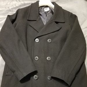 Boys Black Wool Peacoat
